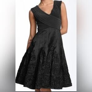 Adrianna Papell Matte Jersey & Taffeta Dress SIZE 4 Black party dress
